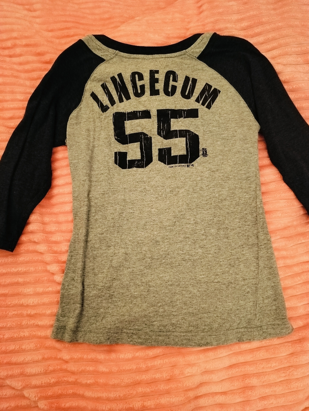 Genuine Merch San Francisco Giants Gray & Black Lincecum 55 Tee - Kid XL/Women S - Picture 2 of 6